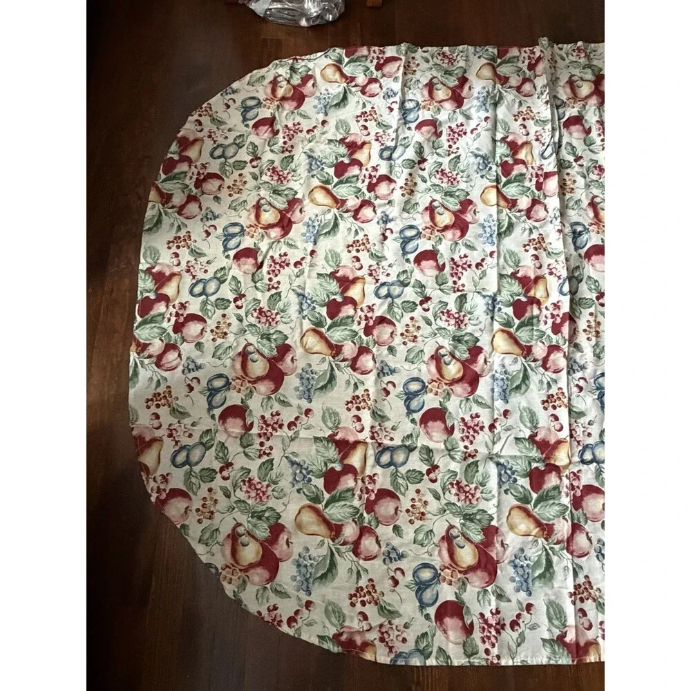 Vtg Retro Farm Produce Still Life Plum Cherries Print Tablecloth  82 x 60